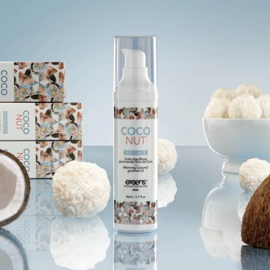 Разогревающее массажное масло с ароматом кокоса Gourmet Coconut - 50 мл. - Exsens - купить с доставкой в Одинцово