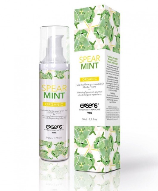 Разогревающее массажное масло Gourmet Spearmint Organic с органическими ингредиентами - 50 мл. - Exsens - купить с доставкой в Одинцово