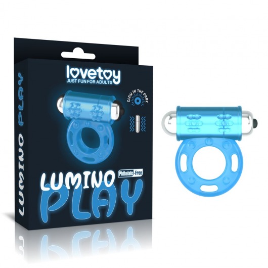 Голубое, светящееся в темноте эрекционное виброкольцо Lumino Play Vibrating Penis Ring - Lovetoy - в Одинцово купить с доставкой