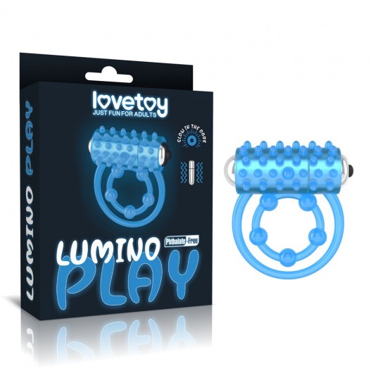 Голубое, светящееся в темноте виброкольцо Lumino Play Vibrating Penis Ring - Lovetoy - в Одинцово купить с доставкой