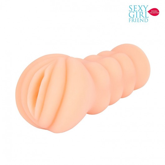 Телесный мастурбатор-вагина с комплектом эрекционных колец - Bior toys - в Одинцово купить с доставкой