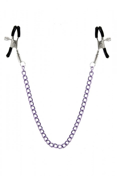 Зажимы для сосков с фиолетовой цепочкой Sweet Caress Nipple Chain - Sweet Caress - купить с доставкой в Одинцово