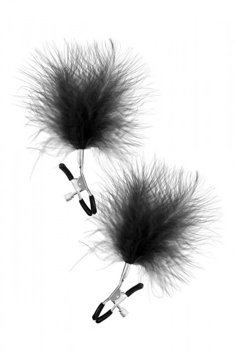 Зажимы на соски с черными пуховыми кисточками Sweet Caress Feather Nipple Clumps - Sweet Caress - купить с доставкой в Одинцово