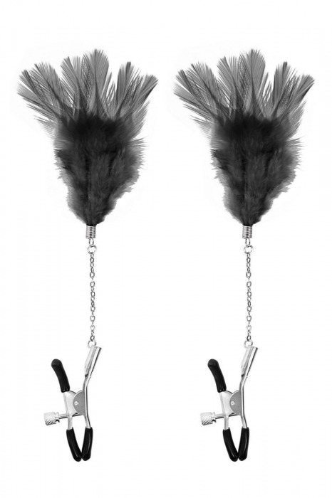 Зажимы для сосков с черными перьями Sweet Caress Feather Nipple Clumps - Sweet Caress - купить с доставкой в Одинцово