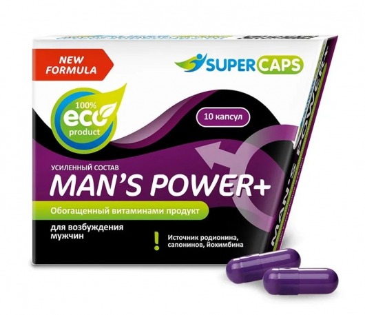 Возбуждающее средство для мужчин Mans Power plus - 10 капсул (0,35 гр.) +1 в подарок - SuperCaps - купить с доставкой в Одинцово
