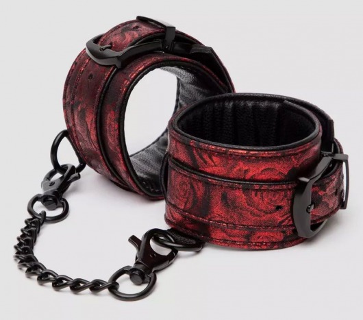 Красно-черные наручники Reversible Faux Leather Wrist Cuffs - Fifty Shades of Grey - купить с доставкой в Одинцово