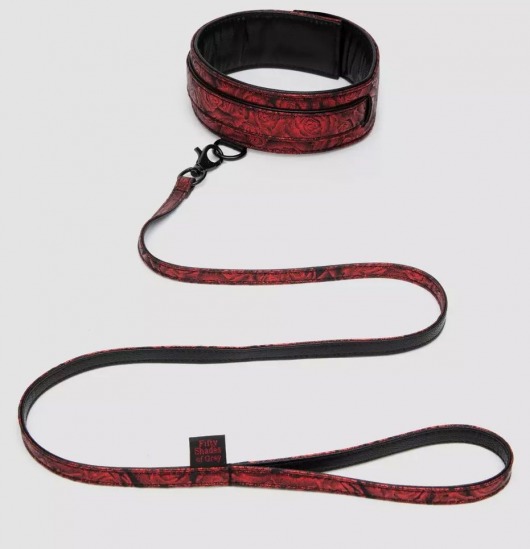 Стильный ошейник с поводком Reversible Faux Leather Collar and Lead - Fifty Shades of Grey - купить с доставкой в Одинцово