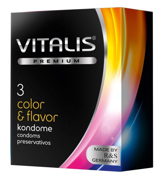Цветные ароматизированные презервативы VITALIS PREMIUM color   flavor - 3 шт. - Vitalis - купить с доставкой в Одинцово