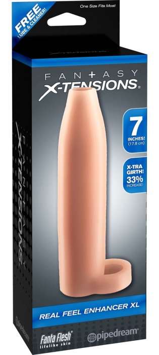 Телесная насадка Real Feel Enhancer XL - 17 см. - Pipedream - в Одинцово купить с доставкой