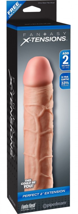 Телесная насадка Fantasy X-tensions Perfect 2  Extension - 20,3 см. - Pipedream - в Одинцово купить с доставкой