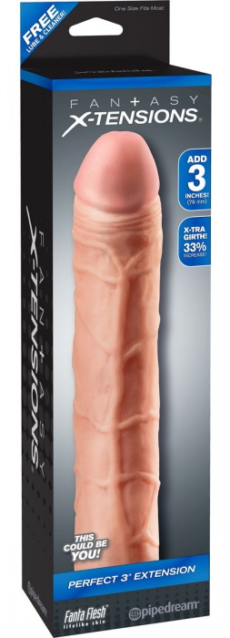 Телесная удлиняющая насадка Perfect 3 Extension - 22 см. - Pipedream - в Одинцово купить с доставкой