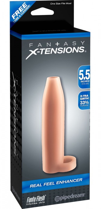 Насадка-расширитель с кольцом для подхвата мошонки Real Feel Enhancer - 14 см. - Pipedream - в Одинцово купить с доставкой
