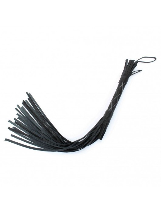 Аккуратная чёрная плетка  из натуральной кожи - БДСМ Арсенал - купить с доставкой в Одинцово