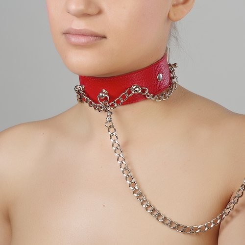 Красный ошейник из натуральной кожи - Sitabella - купить с доставкой в Одинцово
