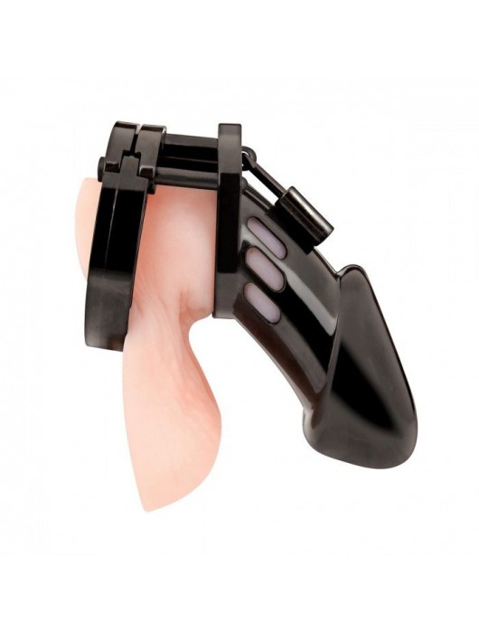 Черная акриловая клетка целомудрия для члена с замком - BlueLine - купить с доставкой в Одинцово