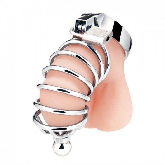 Серебристая клетка для члена Urethral Play Cage - BlueLine - купить с доставкой в Одинцово