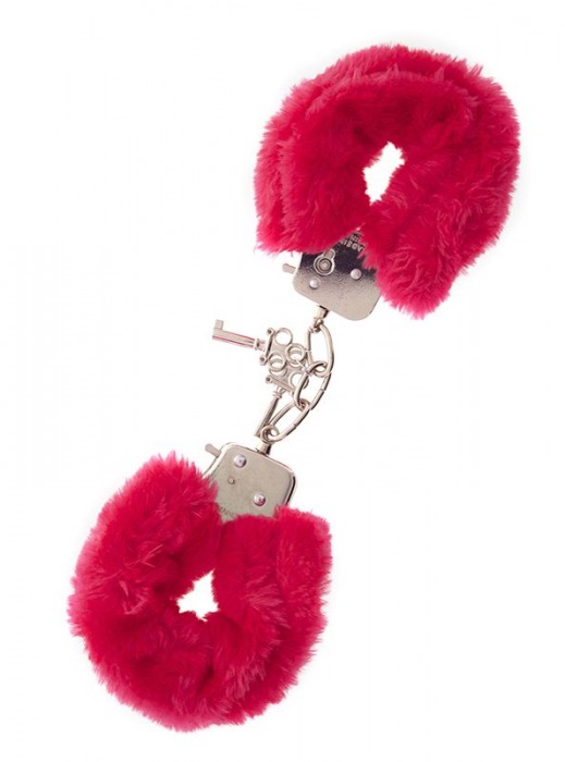 Металлические наручники с красной меховой опушкой METAL HANDCUFF WITH PLUSH RED - Dream Toys - купить с доставкой в Одинцово