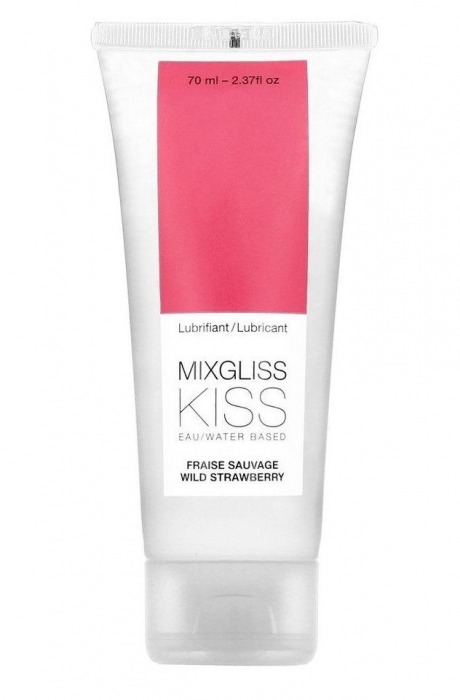 Смазка на водной основе Mixgliss Kiss с ароматом земляники - 70 мл. - Mixgliss - купить с доставкой в Одинцово