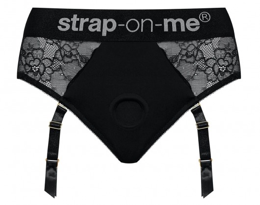 Черные трусики для насадок Diva Lingerie Harness - size L - Strap-on-me - купить с доставкой в Одинцово