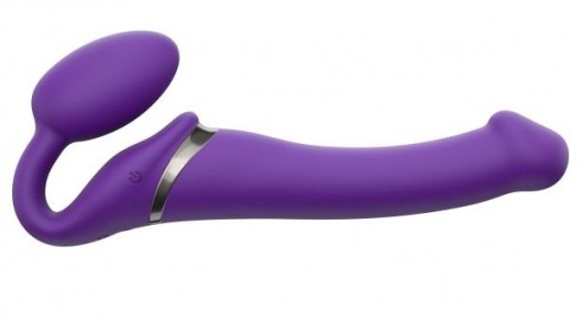 Фиолетовый безремневой вибрострапон Vibrating Bendable Strap-On - size L - Strap-on-me - купить с доставкой в Одинцово