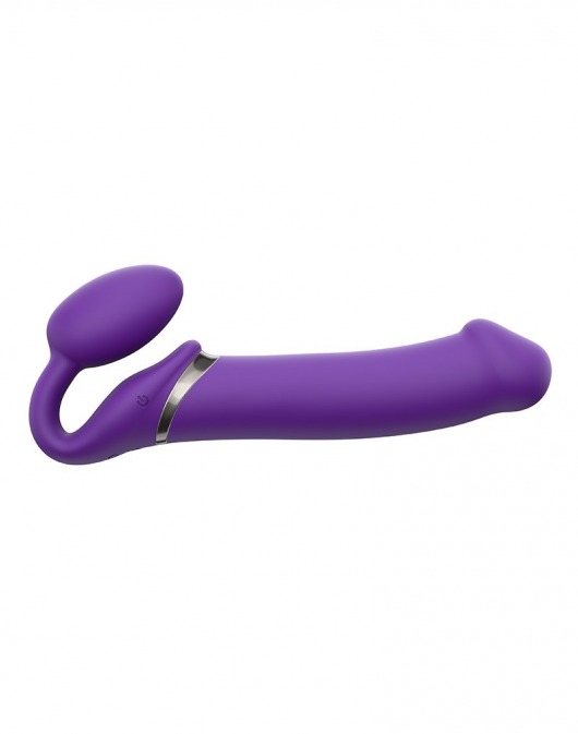 Фиолетовый безремневой вибрострапон Silicone Bendable Strap-On - size XL - Strap-on-me - купить с доставкой в Одинцово