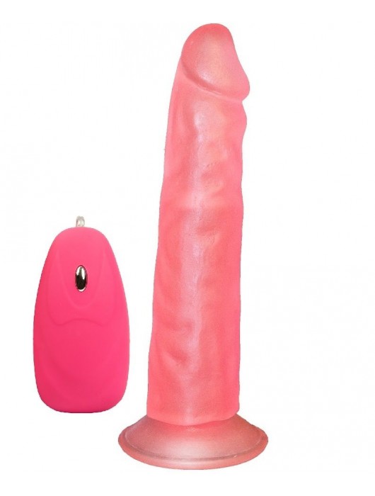 Розовый вибромассажёр на присоске с проводным пультом - 16,5 см. - LOVETOY (А-Полимер)
