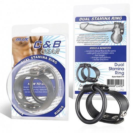 Двойное кольцо выносливости на пенис DUAL STAMINA RING - BlueLine - в Одинцово купить с доставкой