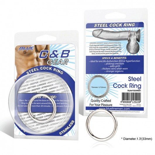 Стальное эрекционное кольцо STEEL COCK RING - 3.5 см. - BlueLine - в Одинцово купить с доставкой