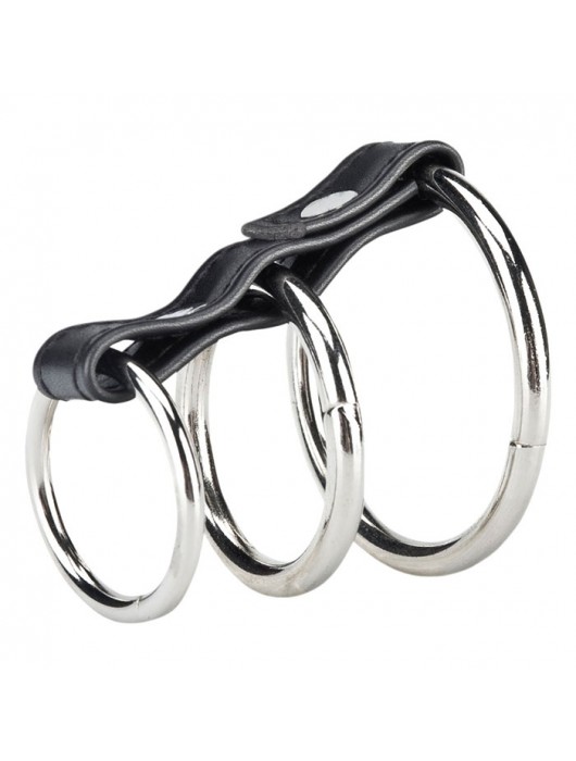 Хомут на пенис из трех металлических колец 3 RING GATES OF HELL - BlueLine - в Одинцово купить с доставкой