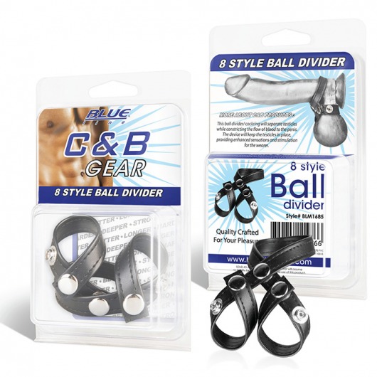 Разделитель мошонки из искусственной кожи на клепках 8 STYLE BALL DIVIDER - BlueLine - купить с доставкой в Одинцово
