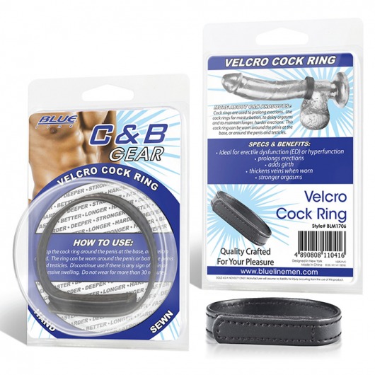 Кольцо на пенис из искусственной кожи на липучке VELCRO COCK RING - 5 см. - BlueLine - в Одинцово купить с доставкой
