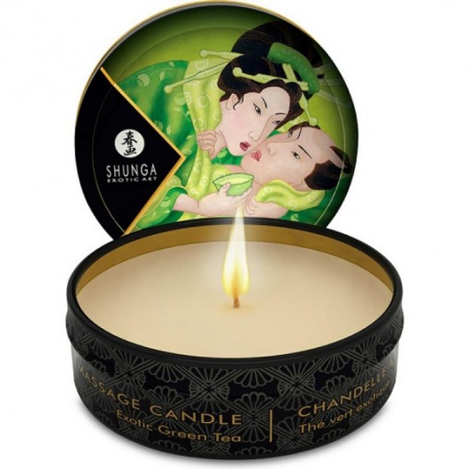 Массажная свеча Exotic Green Tea с ароматом зелёного чая - 30 мл. - Shunga - купить с доставкой в Одинцово