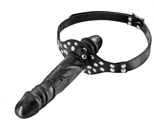 Черный кляп-фаллоимитатор Double Penis Gag - Fetish Tentation - купить с доставкой в Одинцово