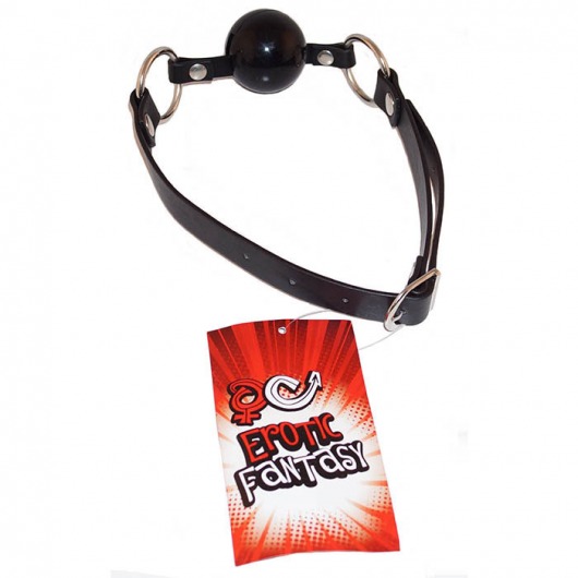 Силиконовый черный кляп-шарик на ремне Black Ballgag - Erotic Fantasy - купить с доставкой в Одинцово
