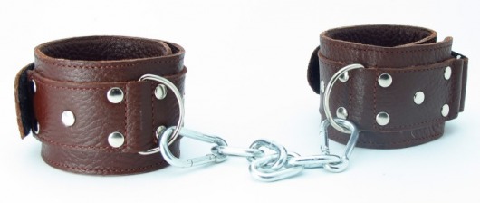 Коричневые кожаные оковы с клепками - БДСМ Арсенал - купить с доставкой в Одинцово