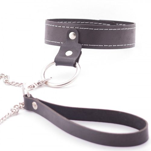 Узкий однослойный ошейник с поводком - Crazy Handmade - купить с доставкой в Одинцово