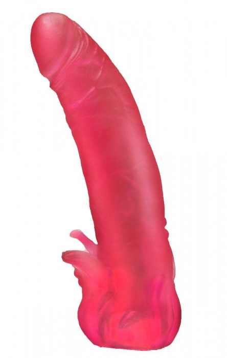 Розовая насадка для страпона с клиторальными лепестками - 18,5 см. - LOVETOY (А-Полимер) - купить с доставкой в Одинцово
