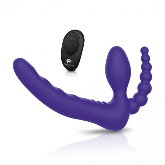Фиолетовый безремневой страпон с пультом ДУ 7’’ Remote Control Strapless - 24 см. - Pegasus - купить с доставкой в Одинцово
