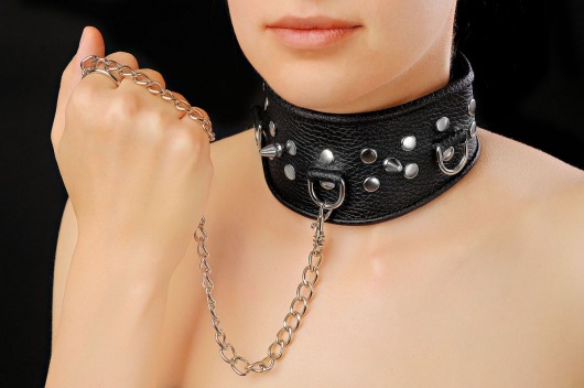 Чёрный ошейник из кожи - Sitabella - купить с доставкой в Одинцово