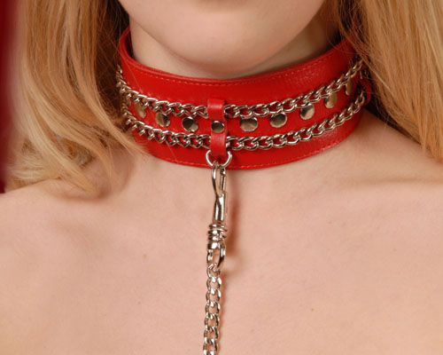 Красный ошейник с цепочками - Sitabella - купить с доставкой в Одинцово