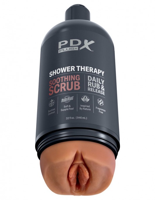 Мастурбатор-вагина цвета карамели Shower Therapy Soothing Scrub - Pipedream - в Одинцово купить с доставкой
