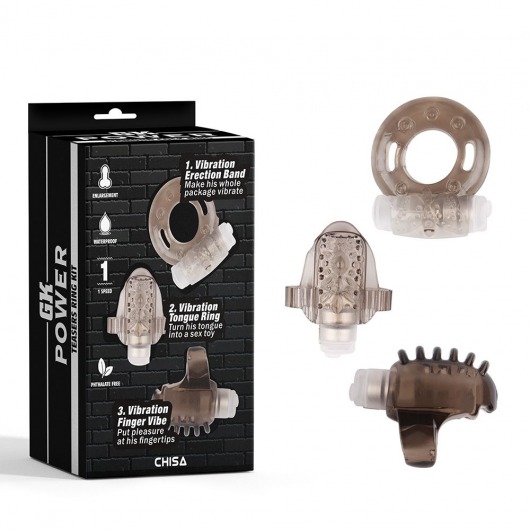 Набор из 3 дымчатых эрекционных колец с вибрацией Teasers Ring Kit - Chisa - в Одинцово купить с доставкой