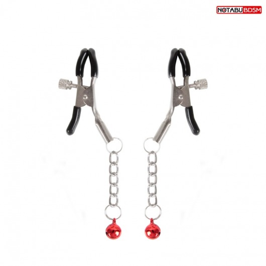Серебристые зажимы на соски с шариками на цепочках - Notabu - купить с доставкой в Одинцово