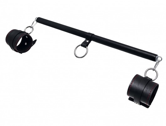 Черная распорка для ног с кожаными манжетами - Pecado - купить с доставкой в Одинцово