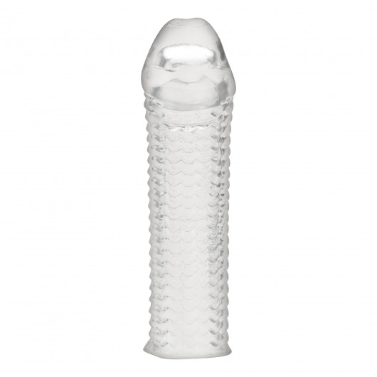 Текстурированная насадка на пенис Clear Textured Penis Enhancing Sleeve Extension - 16,5 см. - BlueLine - в Одинцово купить с доставкой