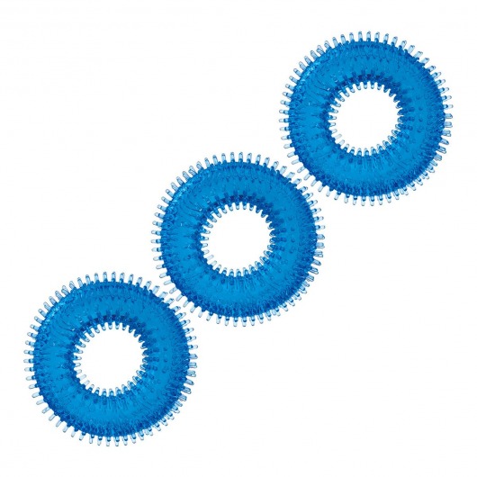 Комплект из трех голубых колец для эрекции 3-Pack Ultra-Stim Stretch Cock Rings - BlueLine - в Одинцово купить с доставкой