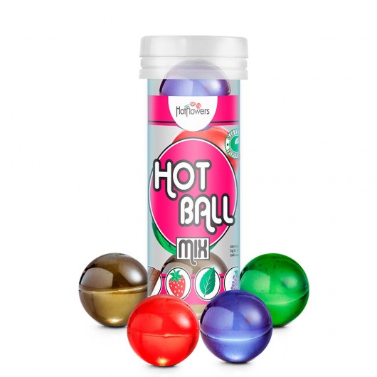 Ароматизированный лубрикант Hot Ball Mix на масляной основе (4 шарика по 3 гр.) - HotFlowers - купить с доставкой в Одинцово