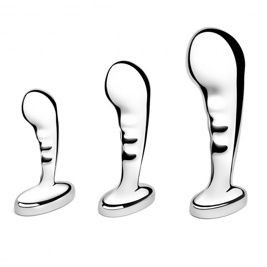 Набор из 3 стальных стимуляторов простаты Stainless Steel P-spot Training Set - b-Vibe - в Одинцово купить с доставкой
