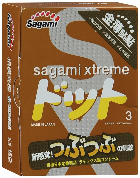 Презервативы Sagami Xtreme FEEL UP с точечной текстурой и линиями прилегания - 3 шт. - Sagami - купить с доставкой в Одинцово