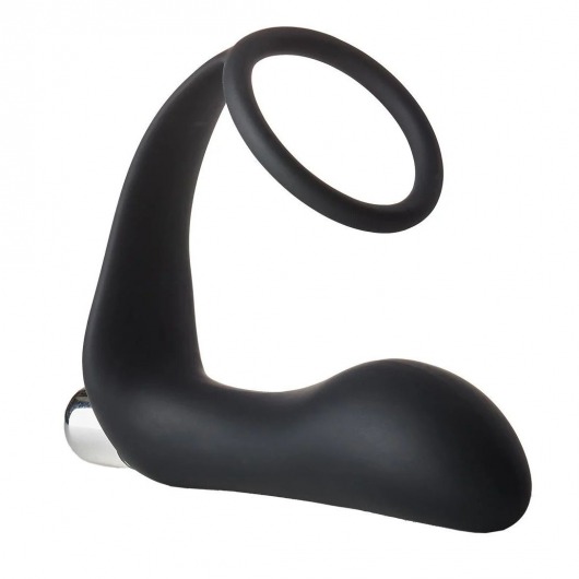 Черное эрекционное кольцо с вибропробкой Vibrating Anal Plug With Cockring - Dream Toys - в Одинцово купить с доставкой